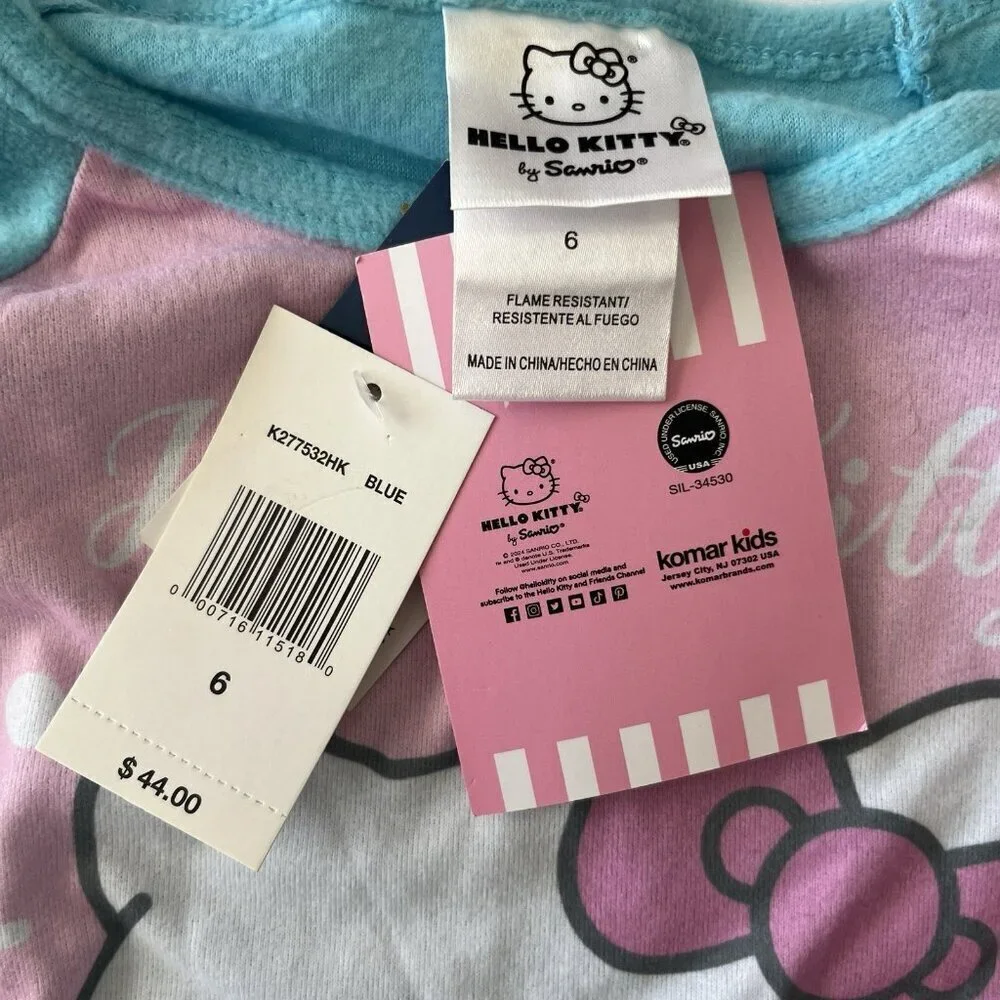 Hello Kitty Sanrio Girl Pajama PJ Top Sz 6 Fleece Long Sleeve Shirt NWT $44 Gift